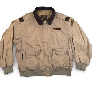 Cockpit USA A2 Air Force Army Aviator Flight Jacket Mens XXL Tan Leather Collar
